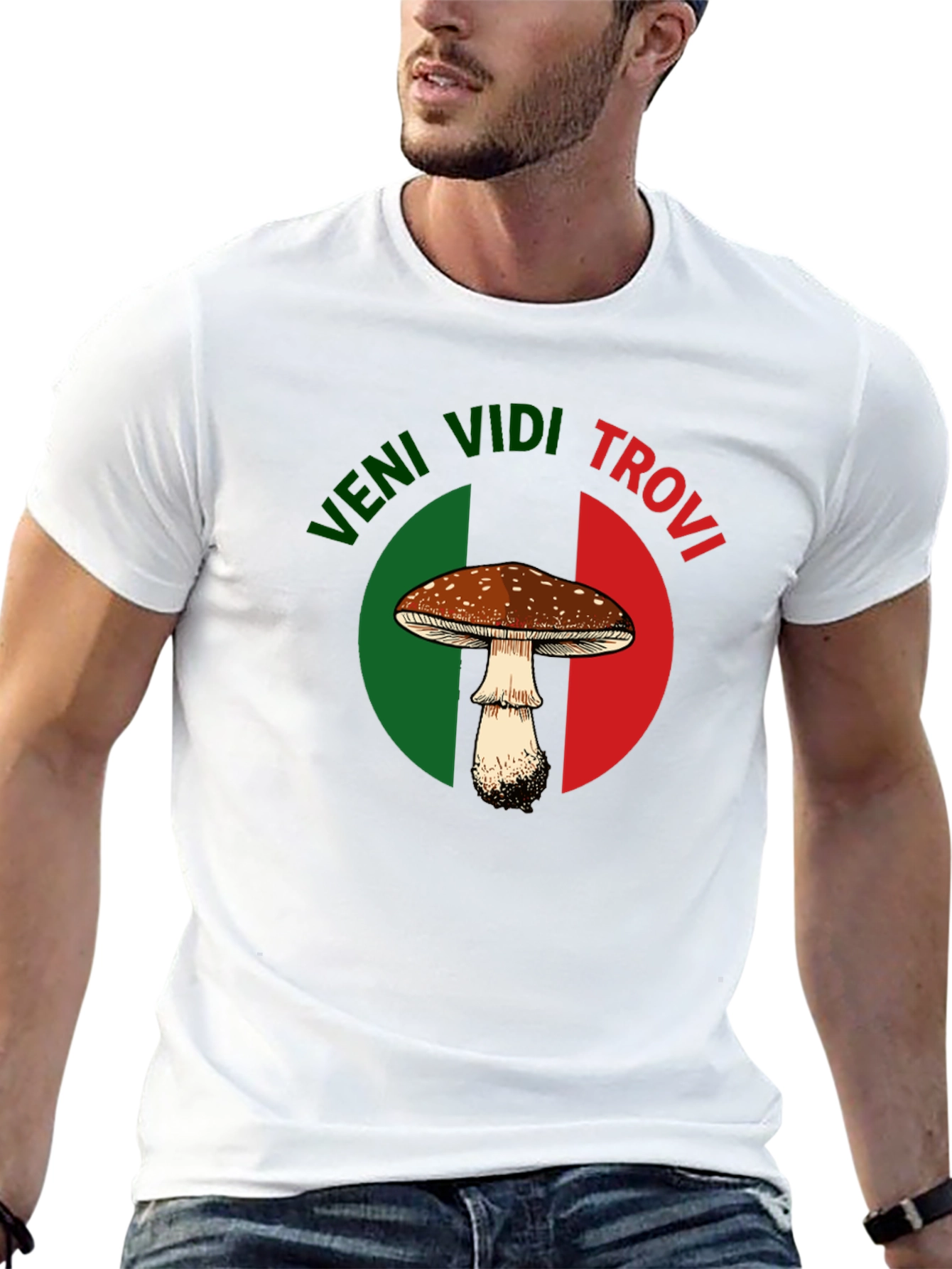 Veni Vidi Trovi Mushroom Graphic T-Shirt