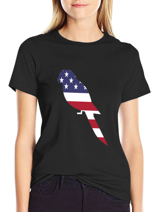 Patriotic Parrot Graphic Tee - American Pride
