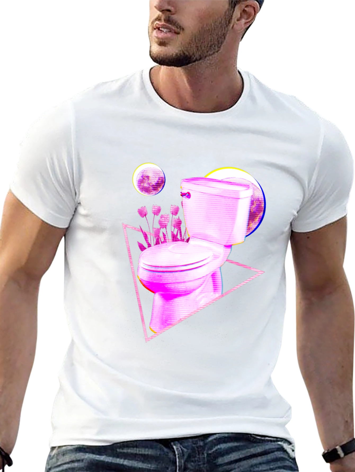 Retro Toilet Graphic Tee - Black