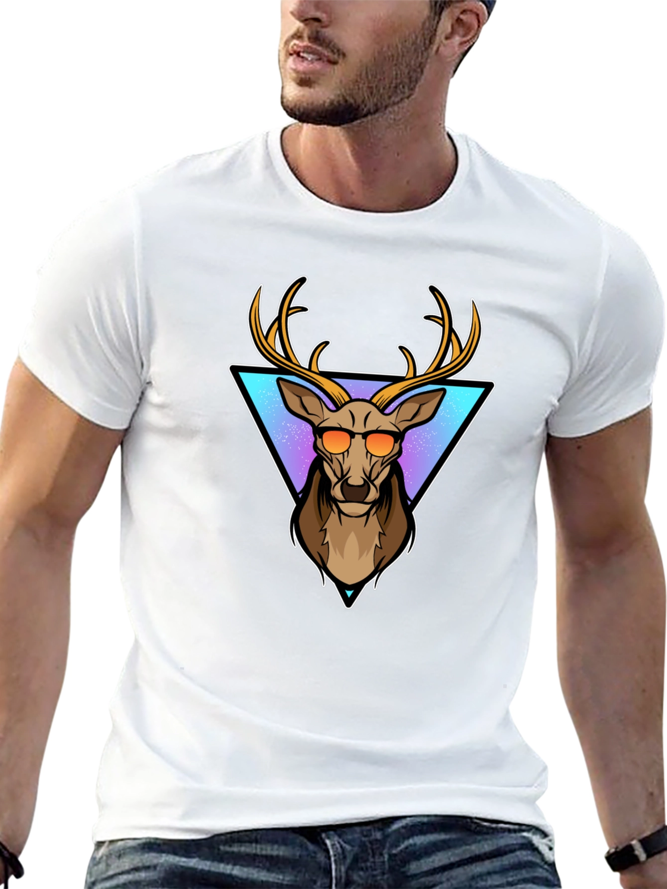 Cool Deer Graphic Tee - Black