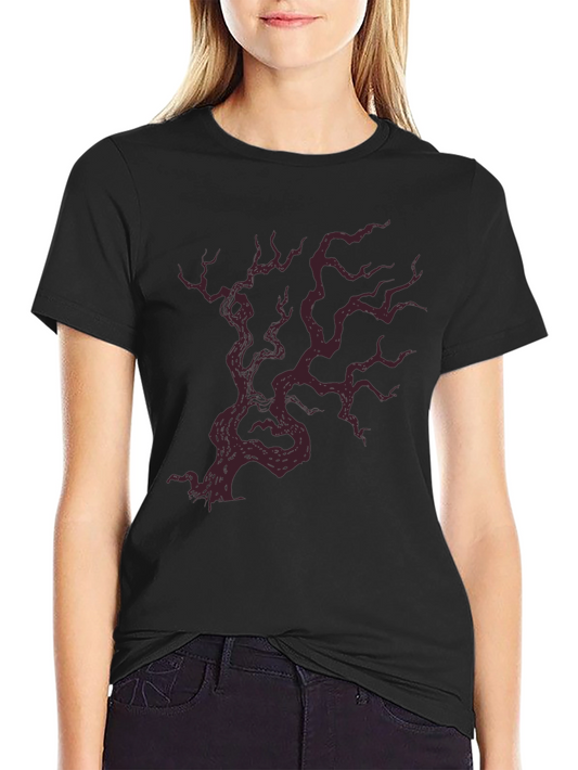 Mens Black T-Shirt with Crimson Tree Graphic