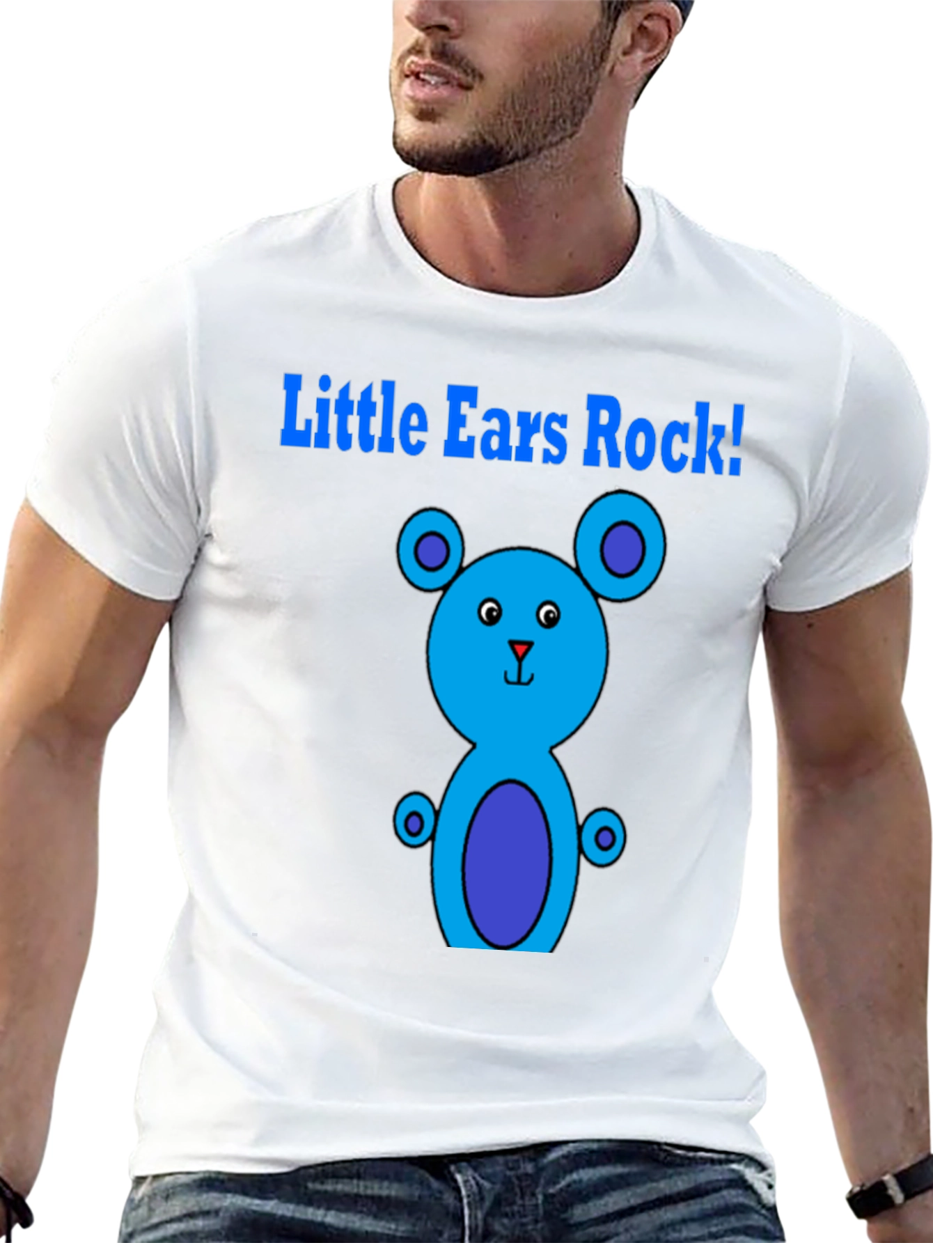 Little Ears Rock! Black Graphic T-Shirt