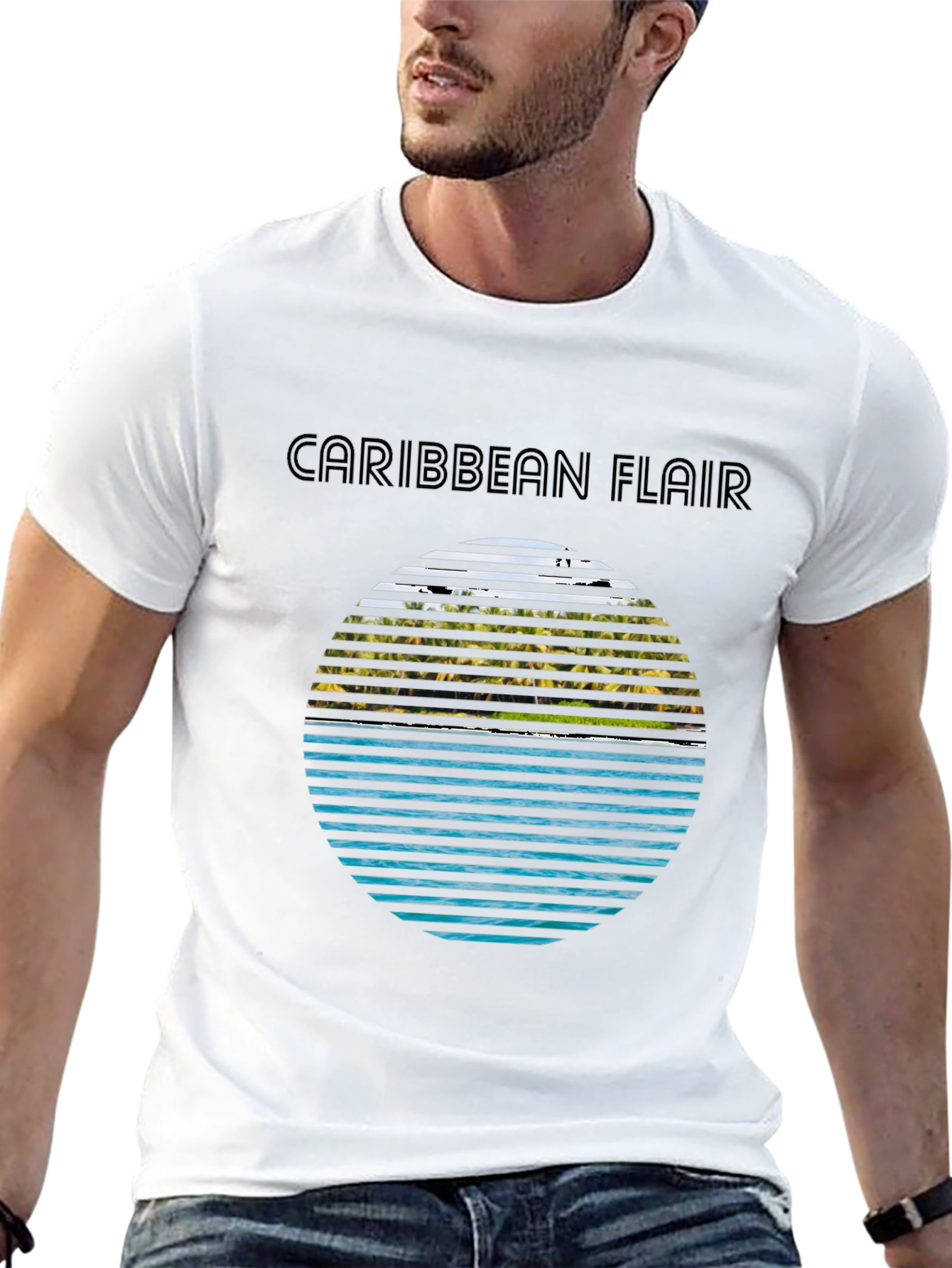 Caribbean Flair Graphic Tee - Tropical Island Vibe