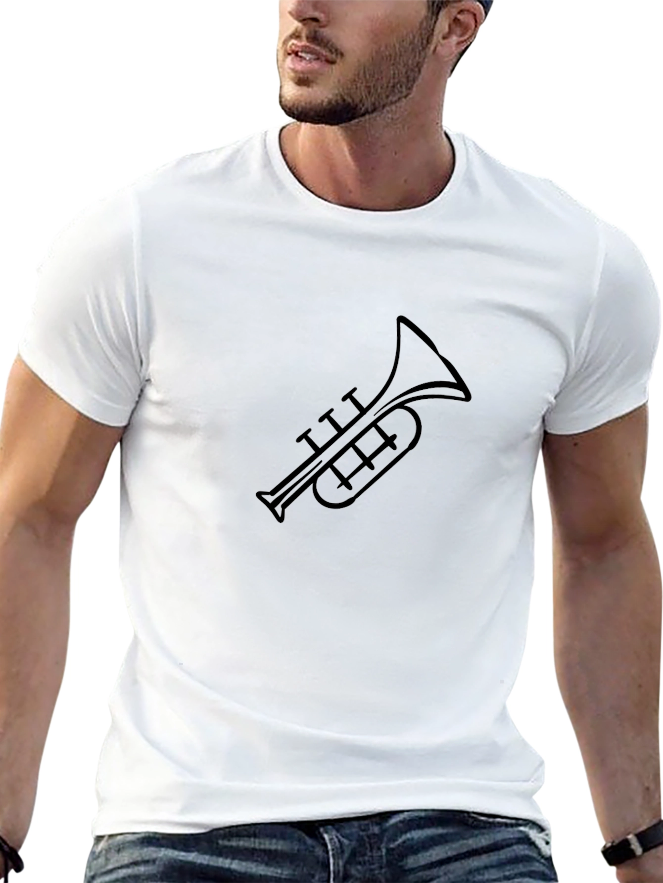 Black Trumpet Graphic T-Shirt - Stylish Music Tee