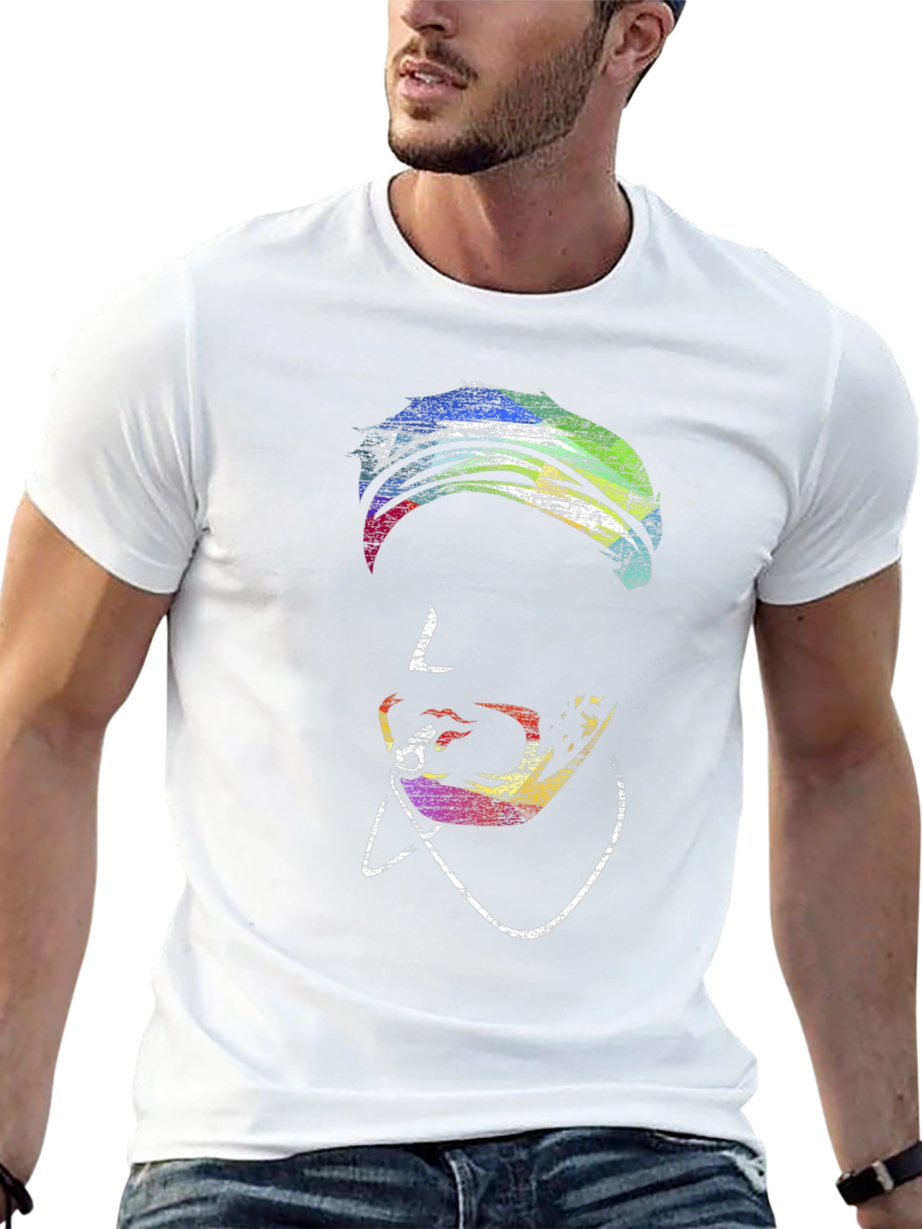 Vibrant Pop Art Face Black T-Shirt