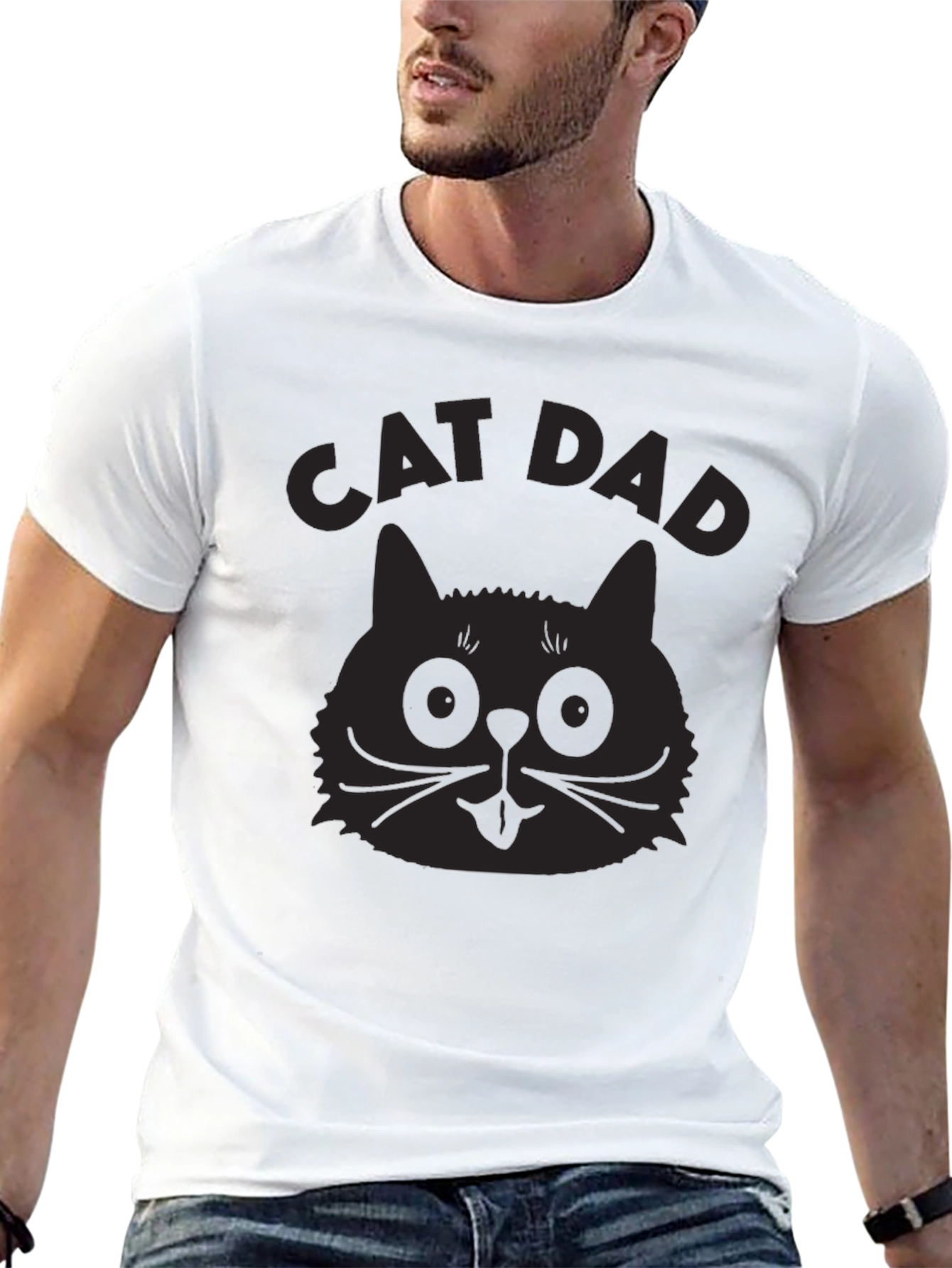 Cat Dad Graphic T-Shirt - Mens Black Tee
