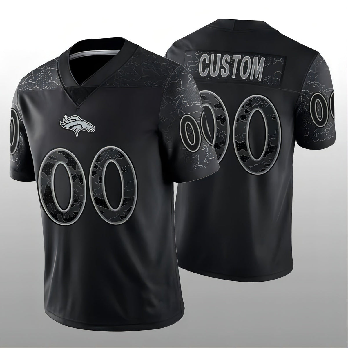 Custom1 Denver Broncos Black RFLCTV Limited Jerseys Stitched Jerseys American Football Jerseys