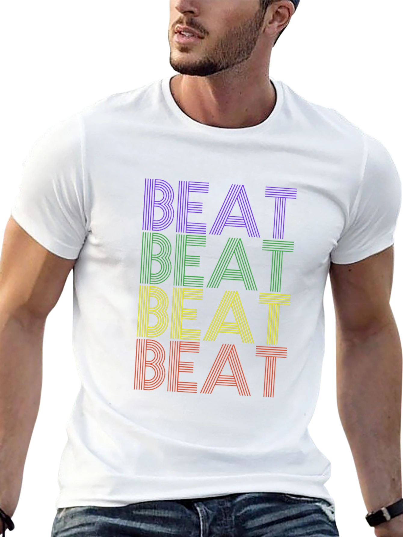 Retro Striped Beat Graphic Tee