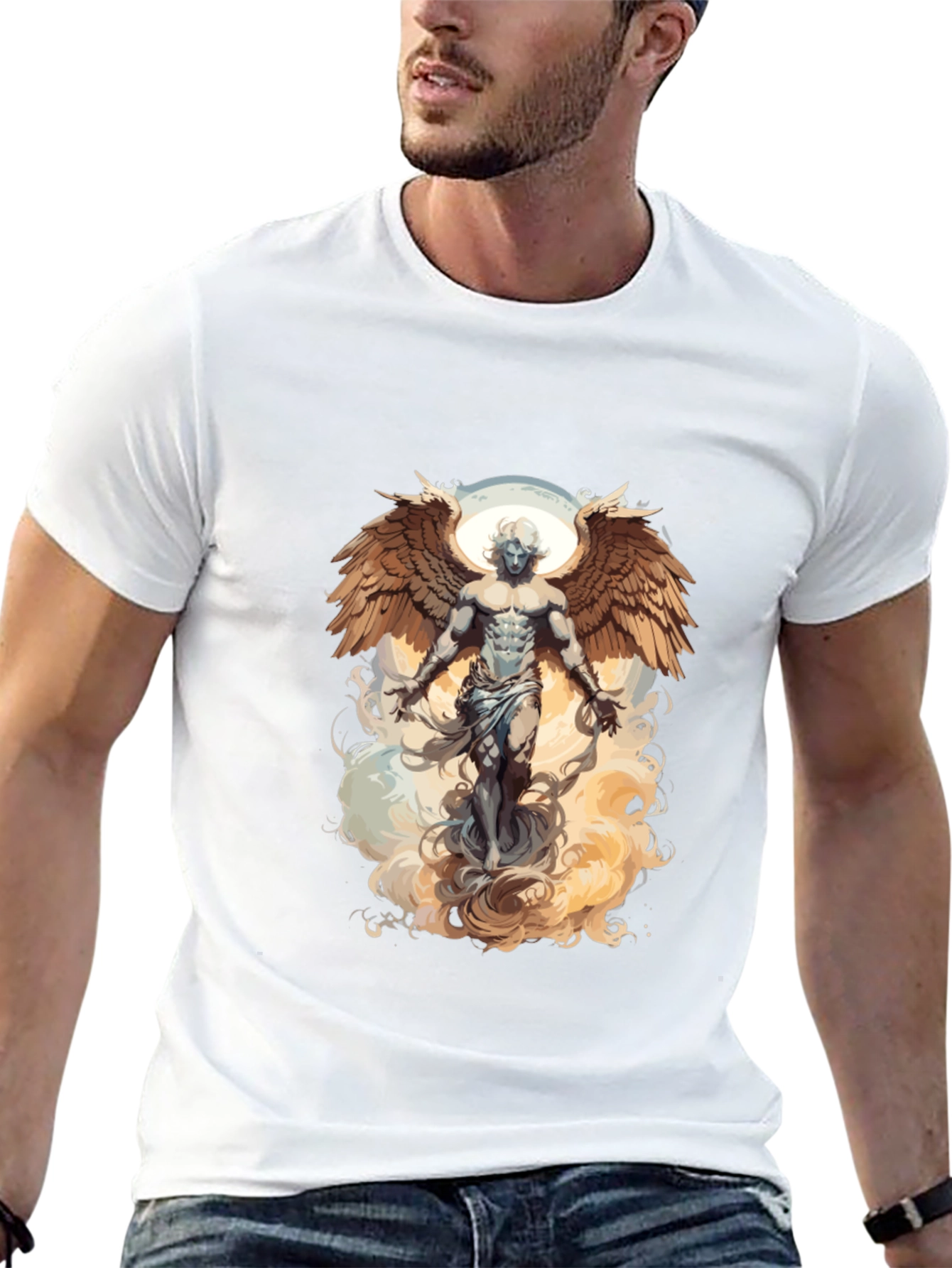Angel Wings Graphic Tee - Black Cotton T-Shirt