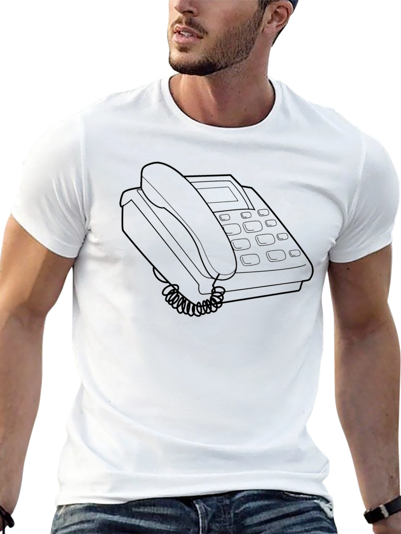 Retro Desk Phone Graphic Tee - Black