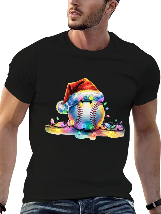 Festive Baseball Santa Hat T-Shirt