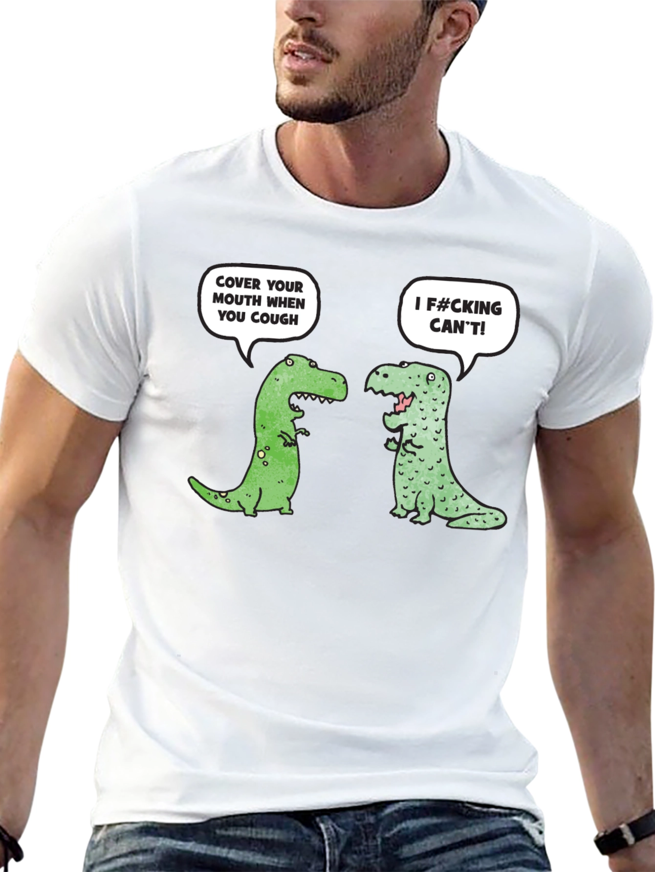 Funny Dinosaur Cough Cover T-Shirt