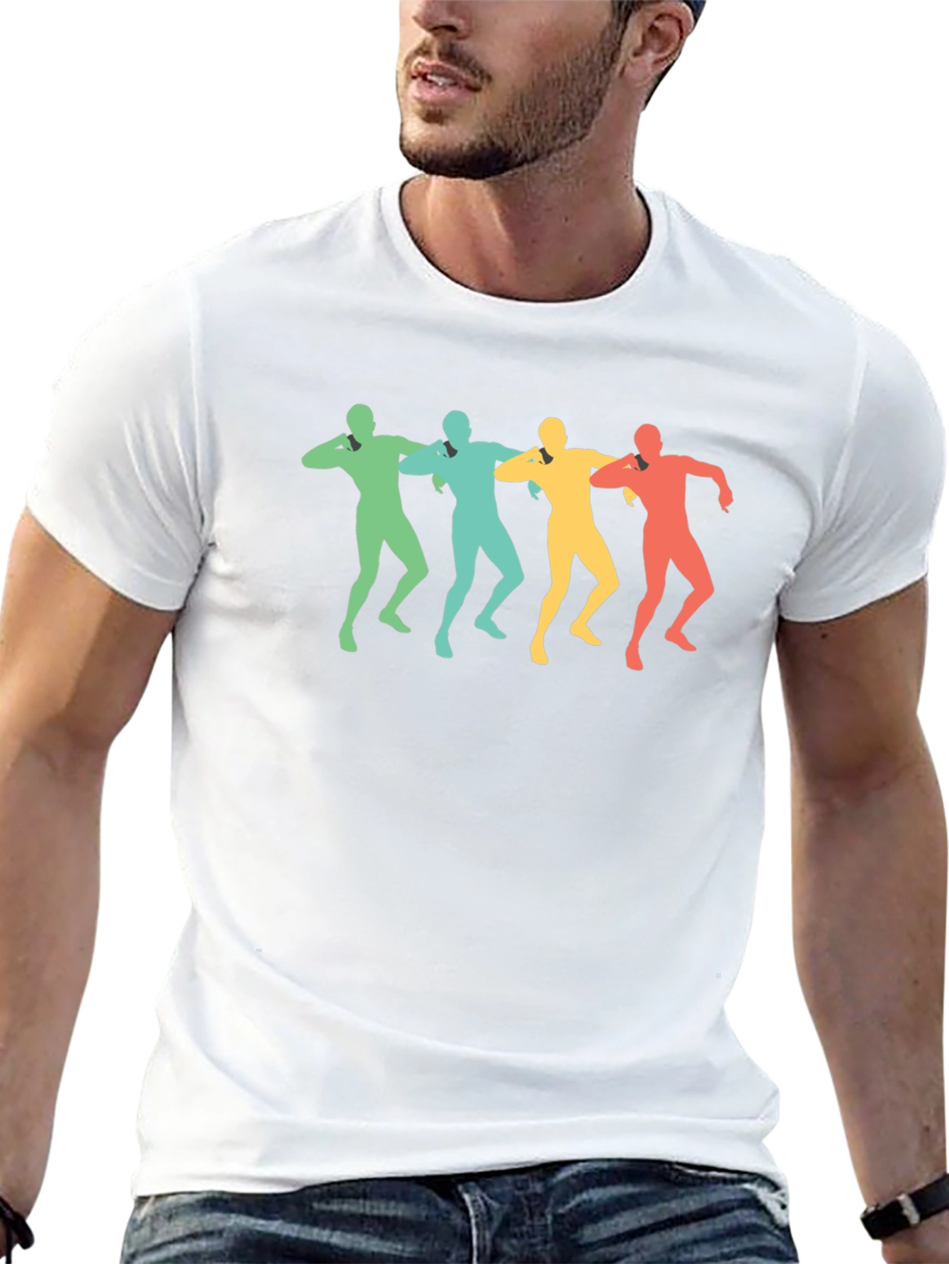 Retro Dancing Men Black T-Shirt