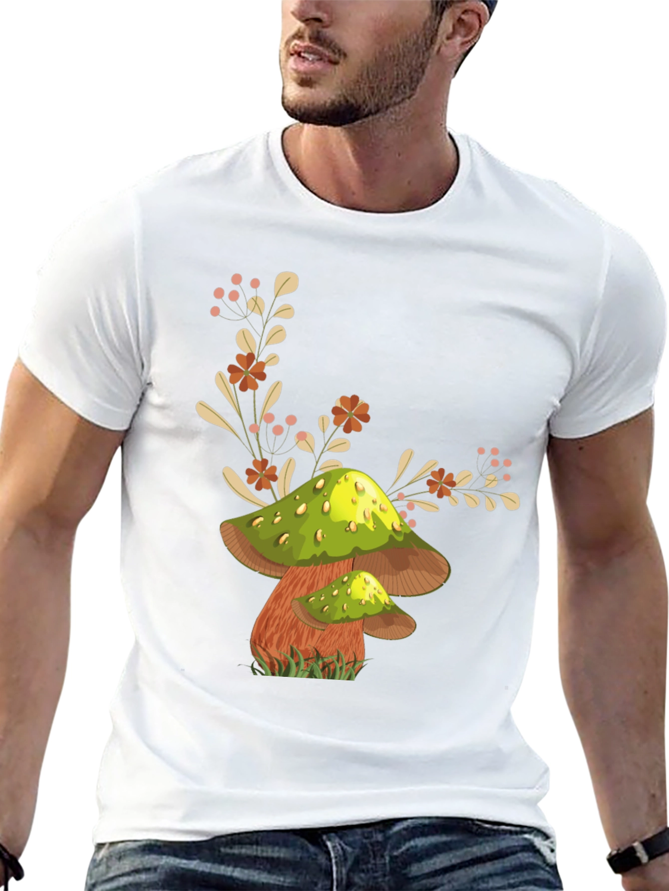 Mushroom Graphic Tee - Funky Botanical Design