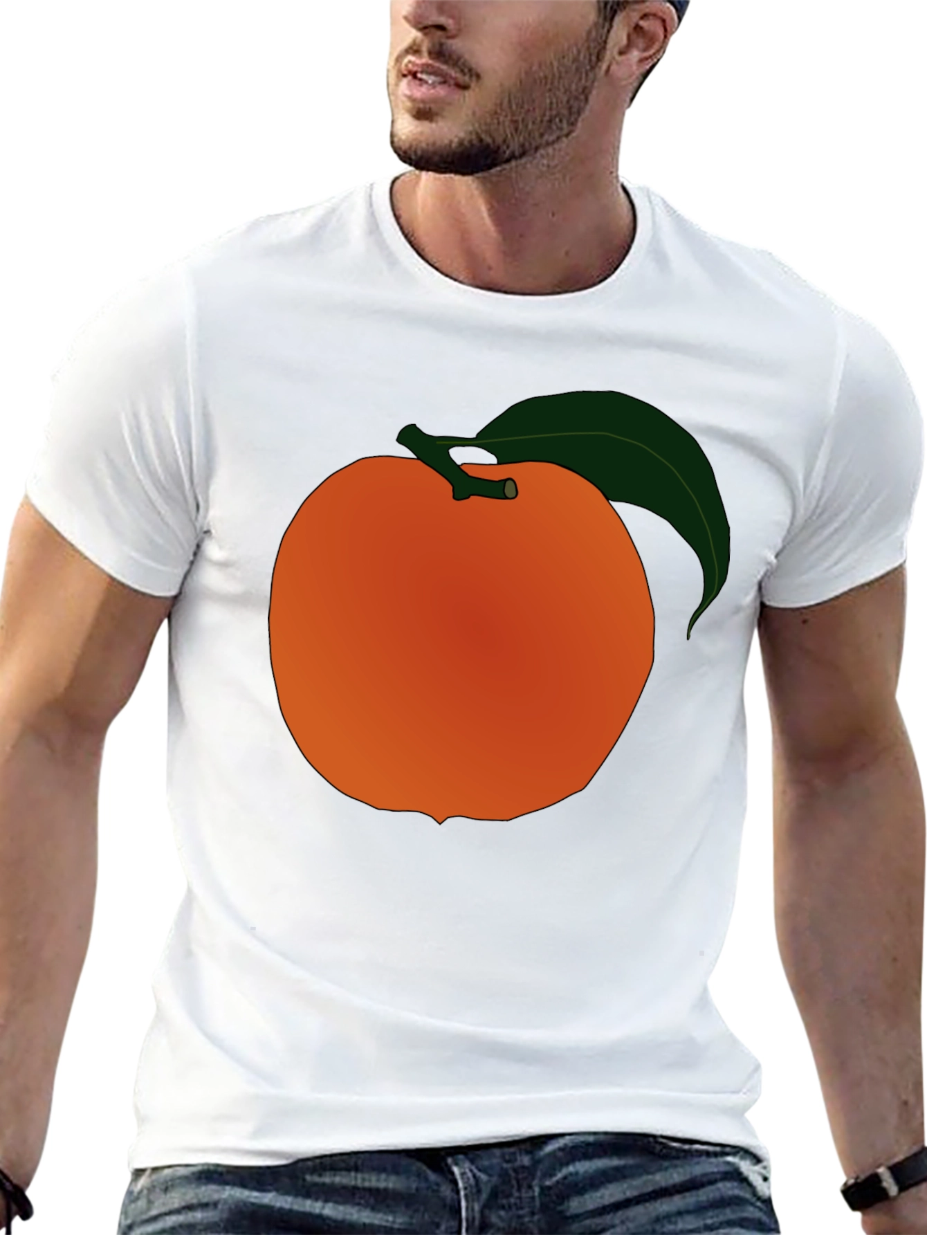 Orange Fruit Graphic Black T-Shirt