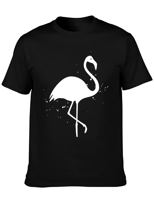 Flamingo Graphic Tee - Black Cotton T-Shirt