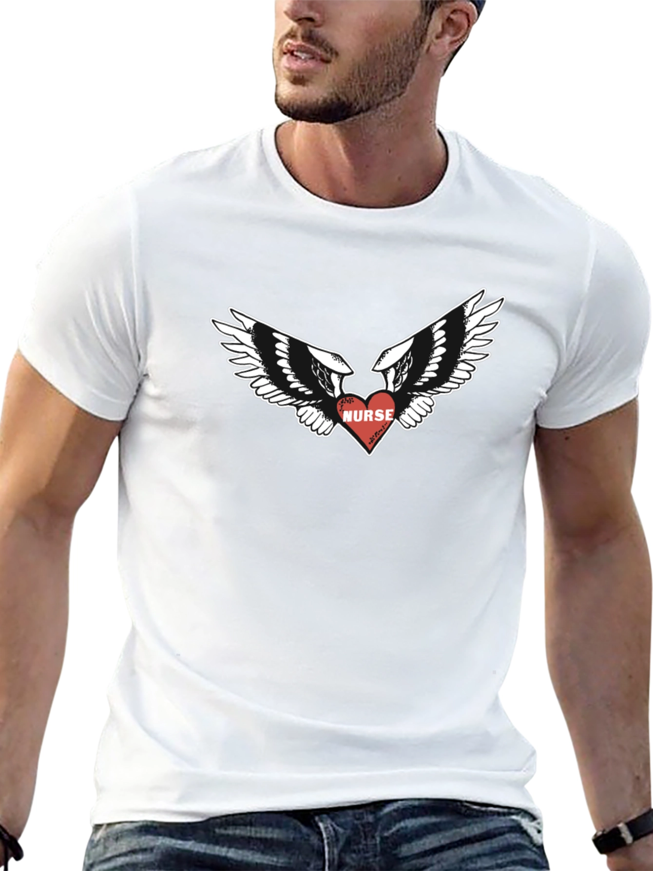 Nurse Heart Wings Graphic T-Shirt