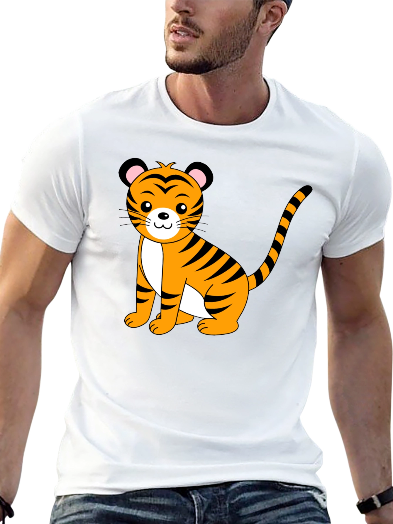 Cute Tiger Graphic Black T-Shirt