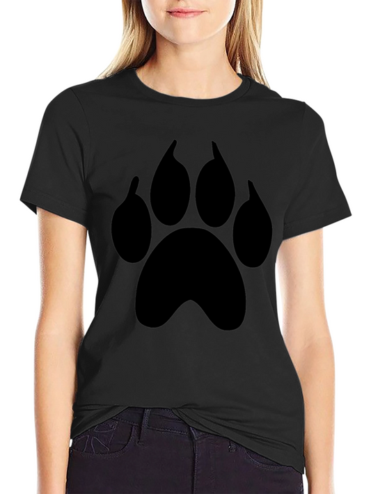 Black Paw Print T-Shirt - Casual Graphic Tee for Animal Lovers