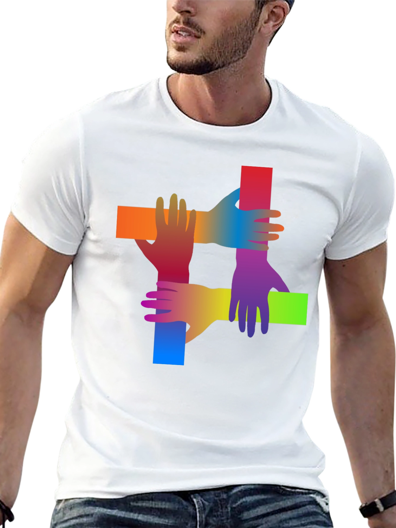 Rainbow Hand Graphic Black T-Shirt