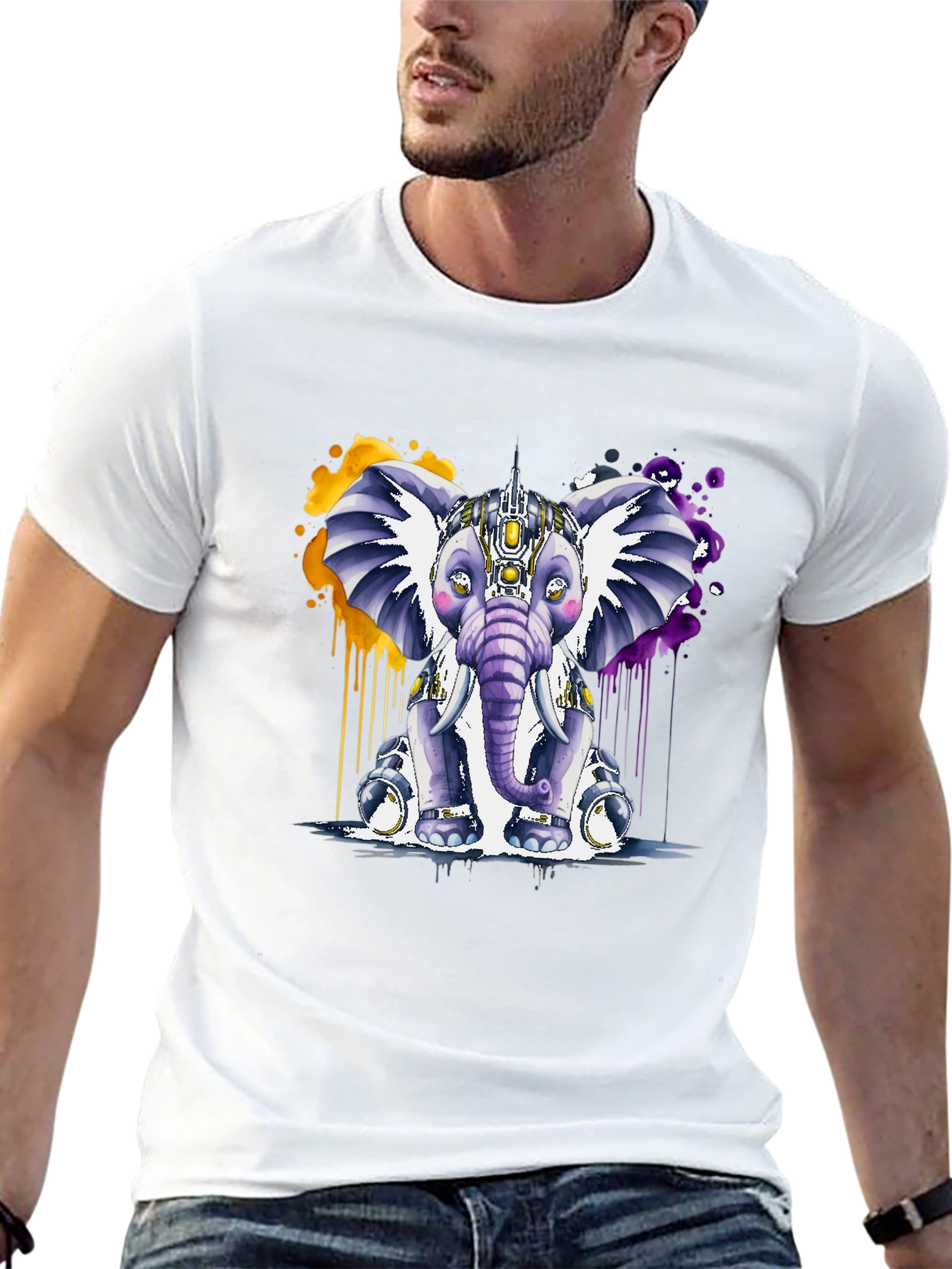 Cyberpunk Elephant Graphic T-Shirt - Unique Design