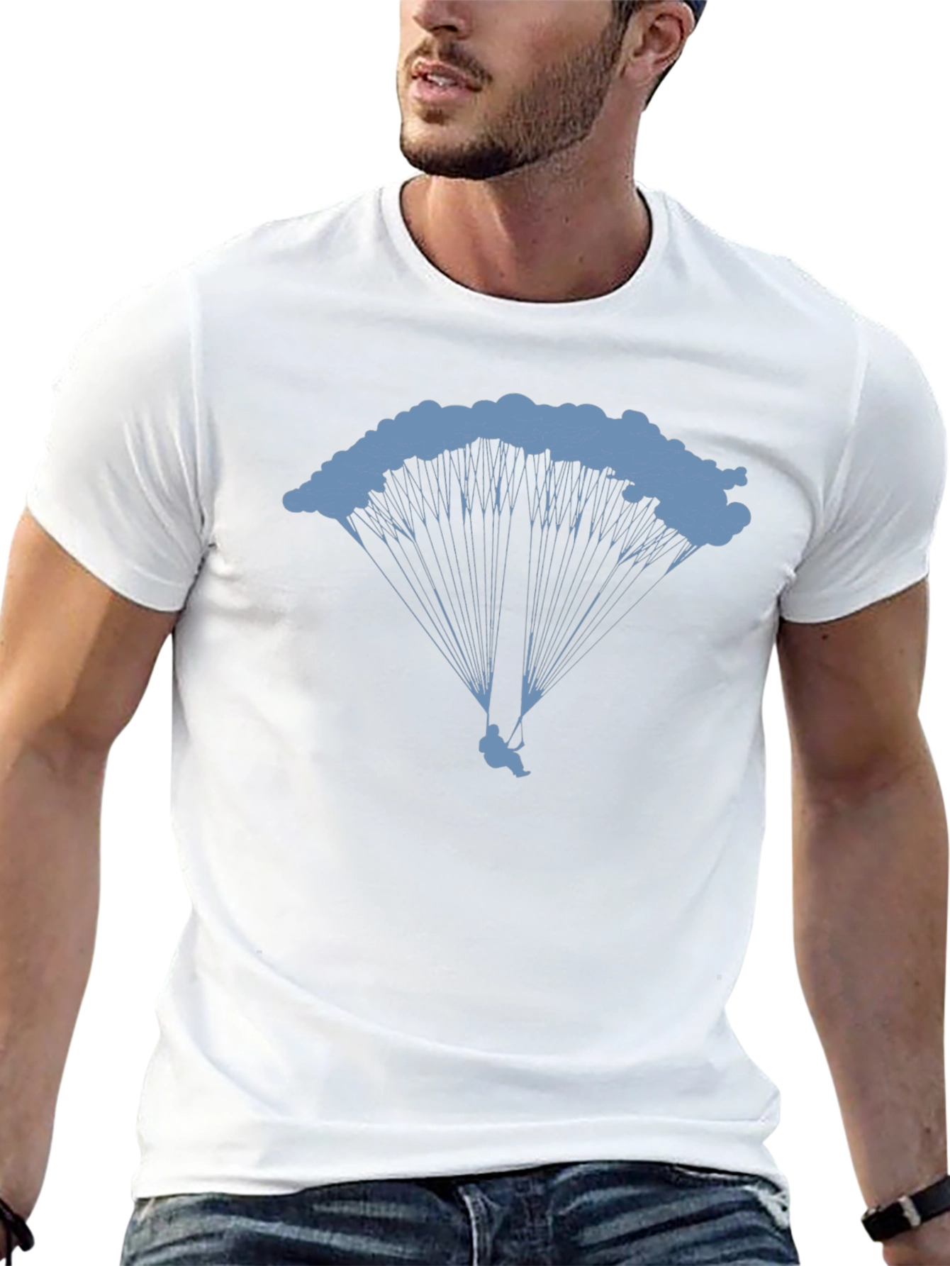 Skydiving Graphic Tee - Black Cotton T-Shirt