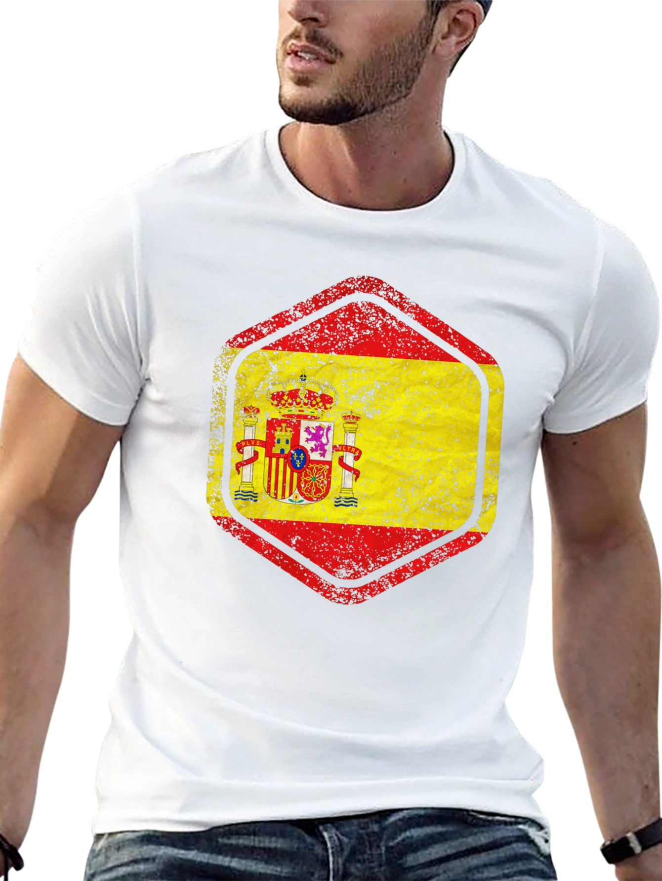 Spain Flag Distressed T-Shirt