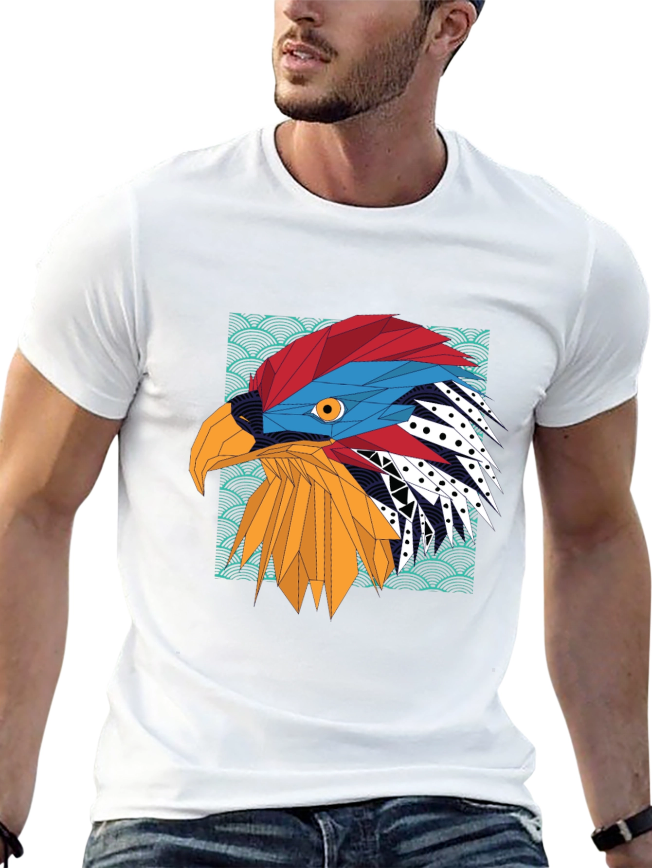 Geometric Eagle Graphic Tee - Stylish Mens T-Shirt
