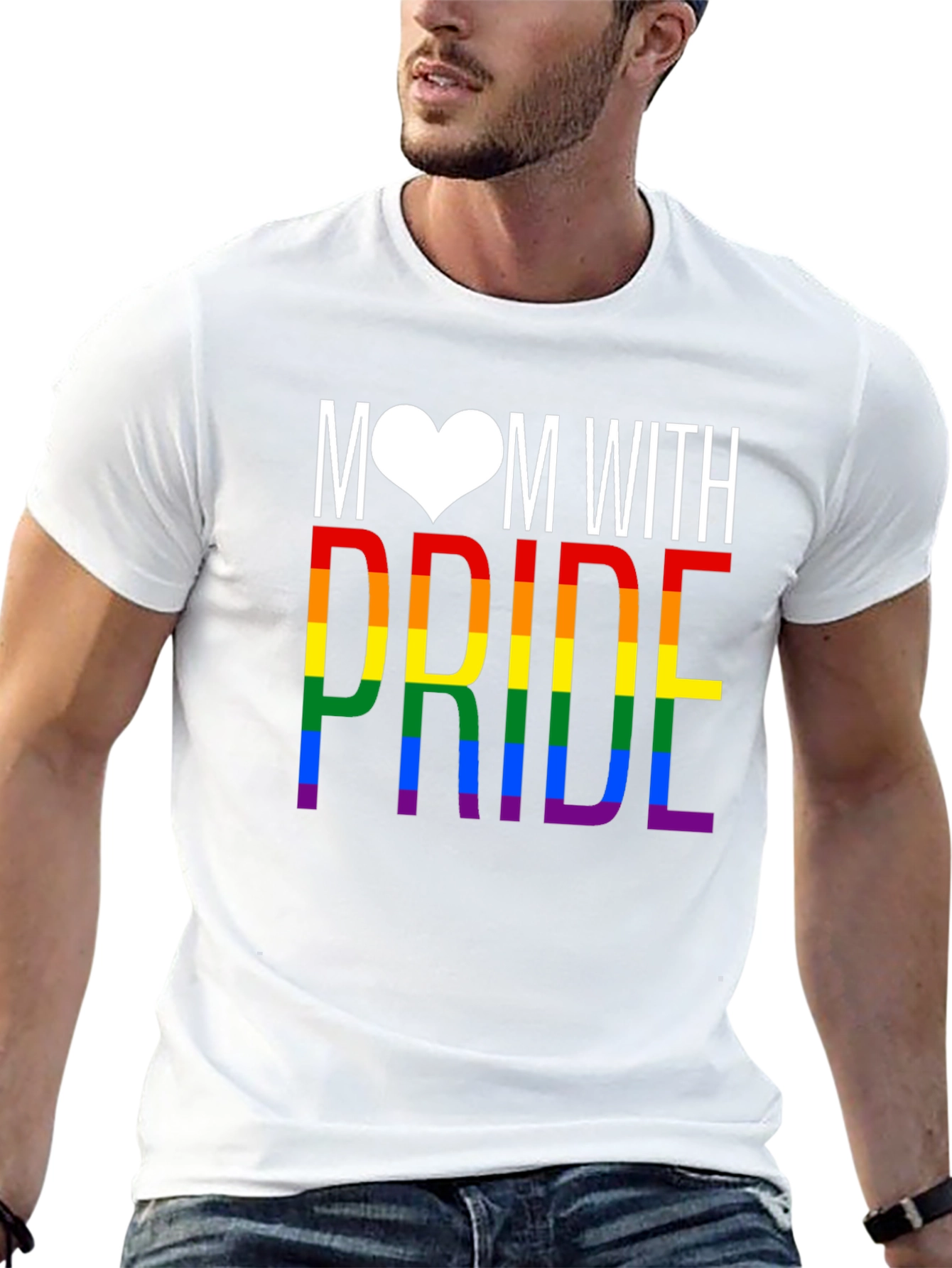 Mom With Pride Rainbow LGBTQ T-Shirt