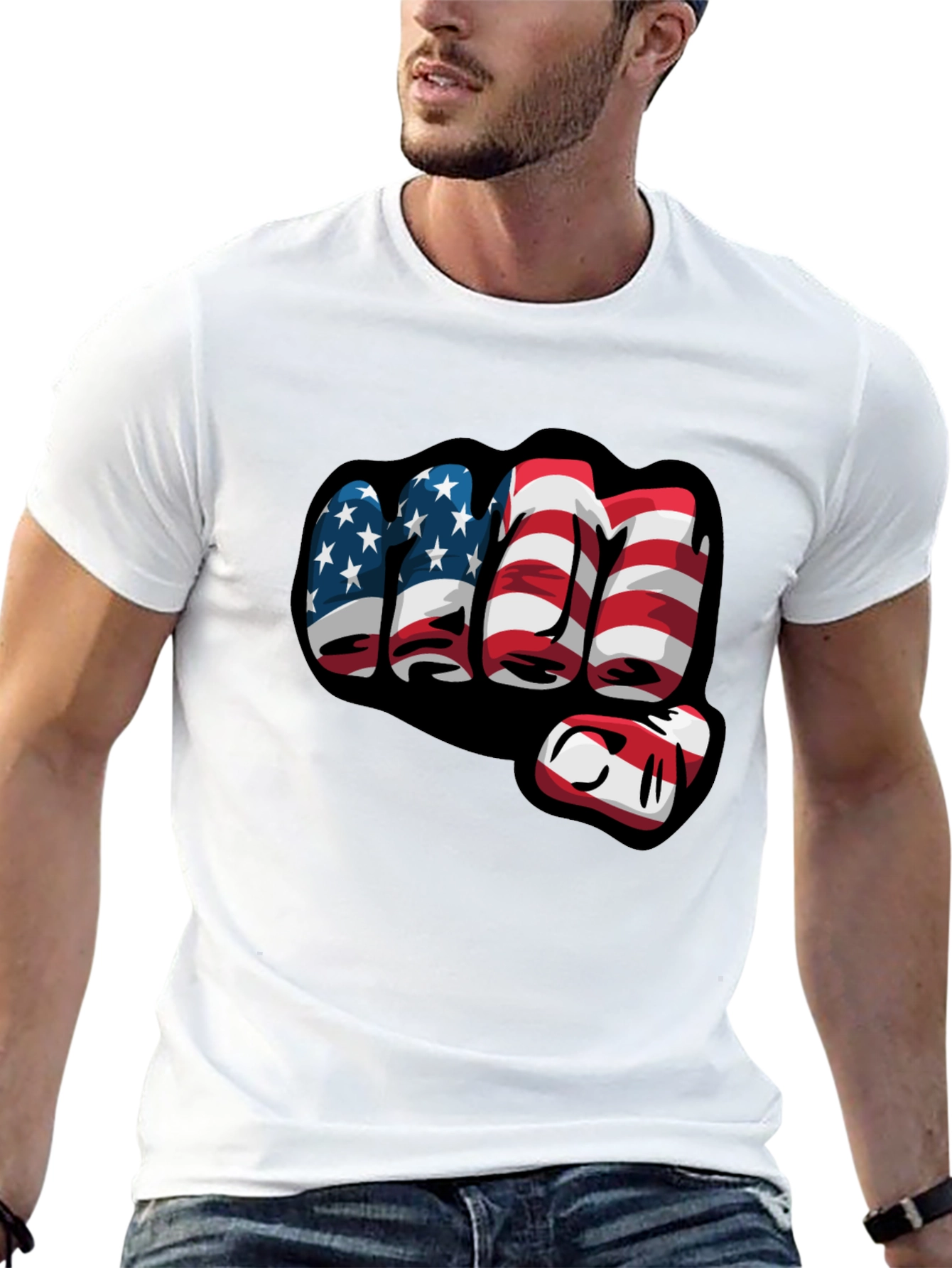 American Flag Fist Graphic T-Shirt