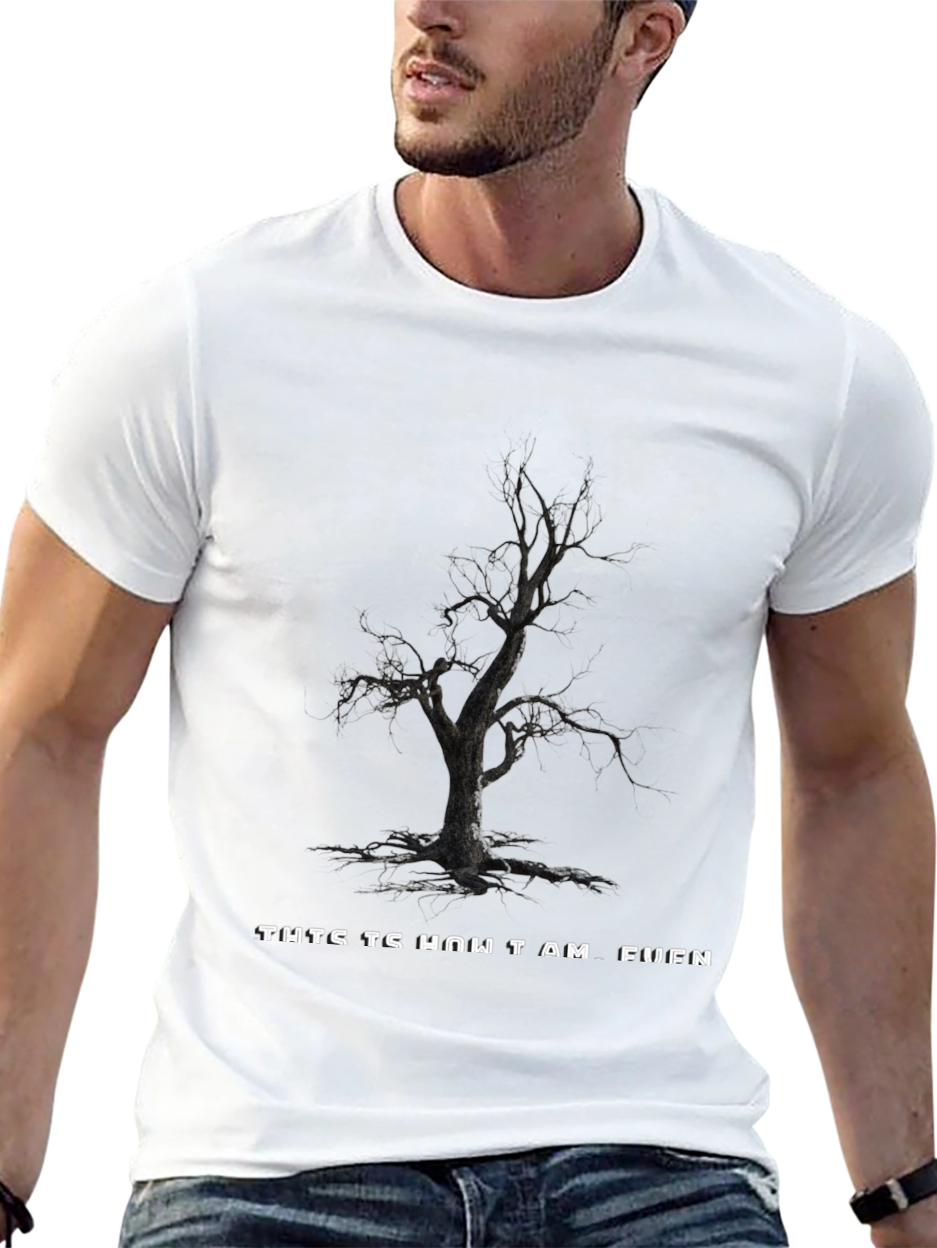 Edgy Tree Graphic Black T-Shirt