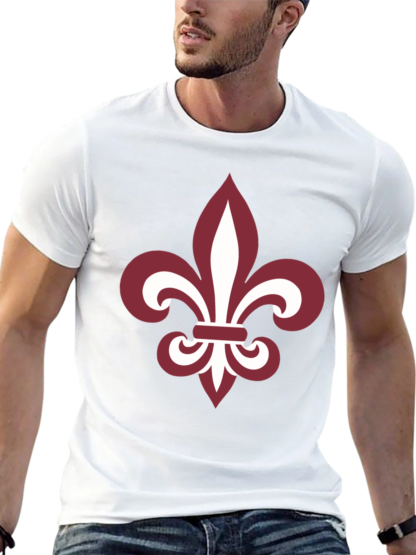 Fleur-de-Lis Graphic Tee - Black Cotton Blend Casual T-Shirt