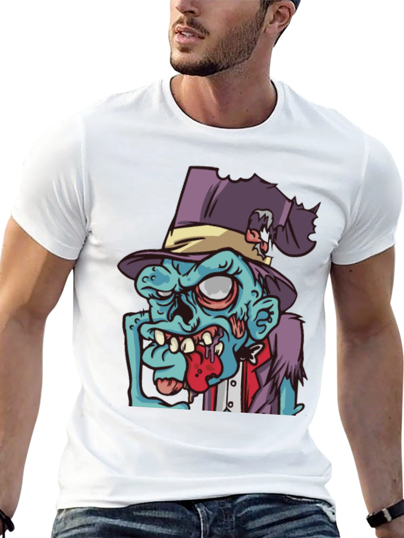 Zombie Cartoon Graphic T-Shirt - Black