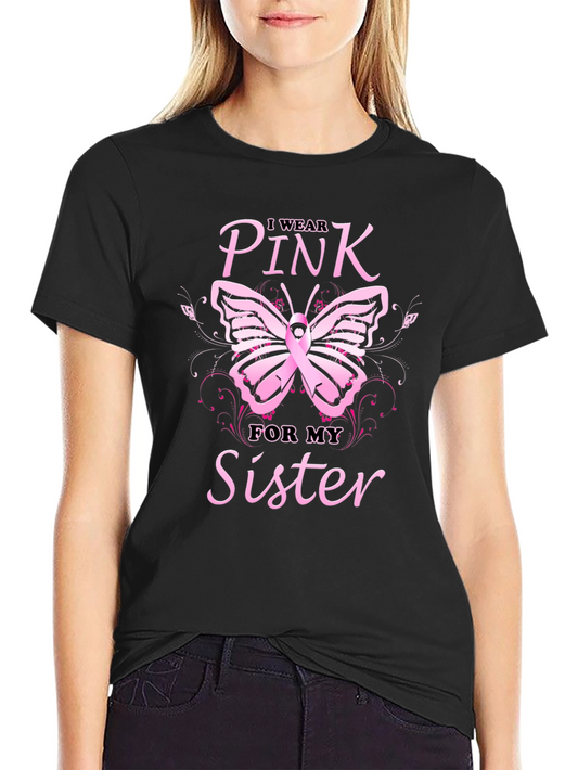 Pink Ribbon Butterfly T-Shirt - Sister Breast Cancer Support