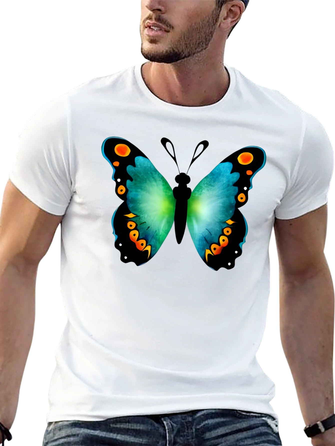 Butterfly Graphic Print Crew Neck T-Shirt