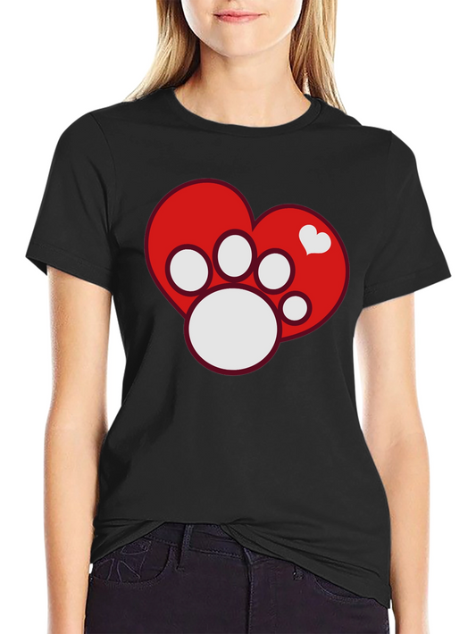 Dog Paw Heart T-Shirt - Pet Lover Tee