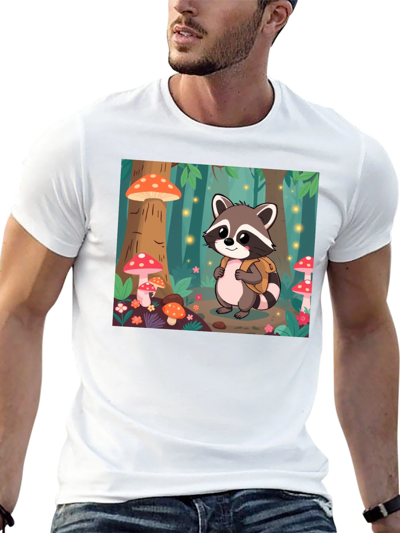 Cute Raccoon Forest Adventure T-Shirt