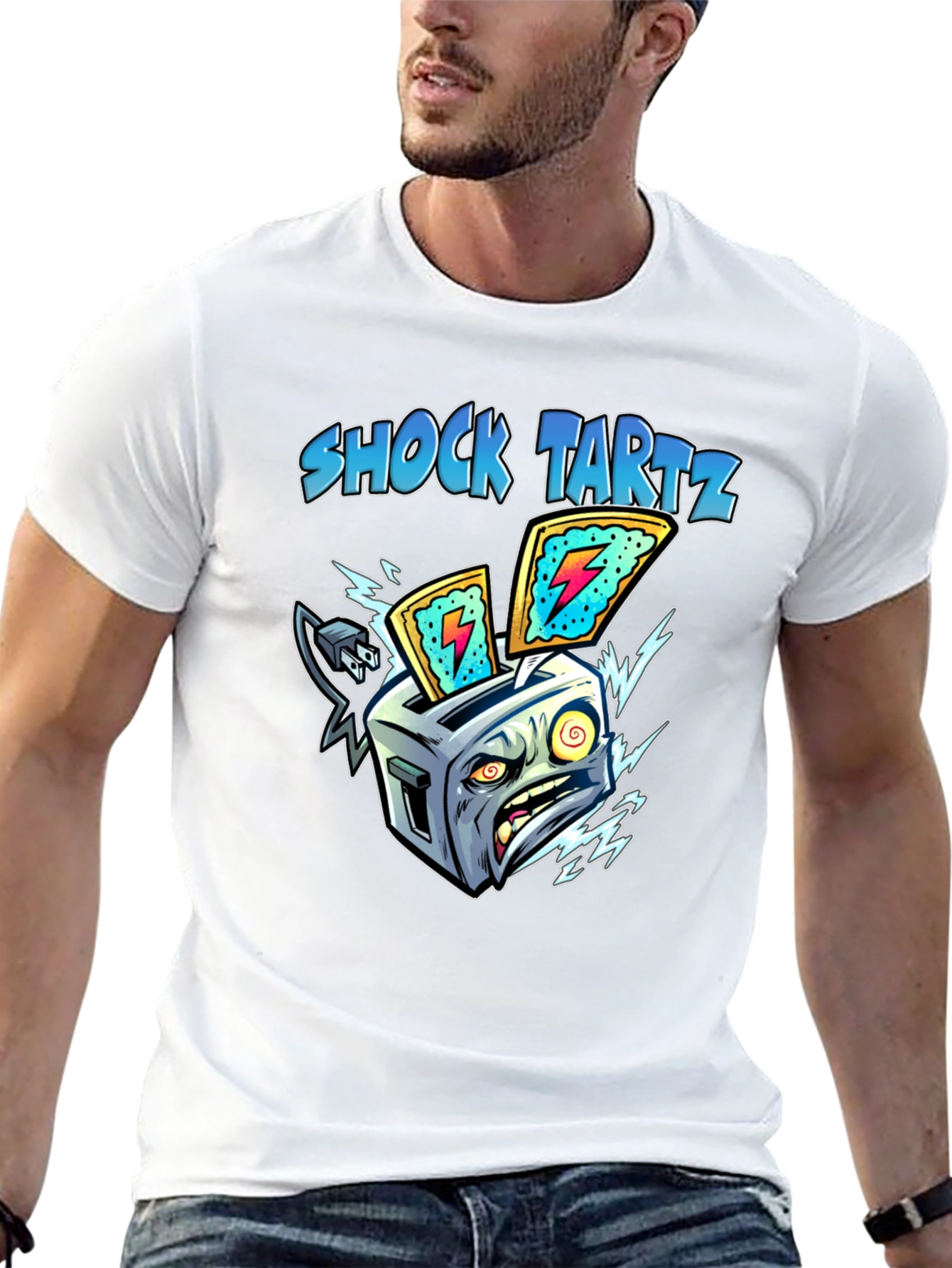 Shock Tartz Graphic T-Shirt - Electrifying Toaster Design
