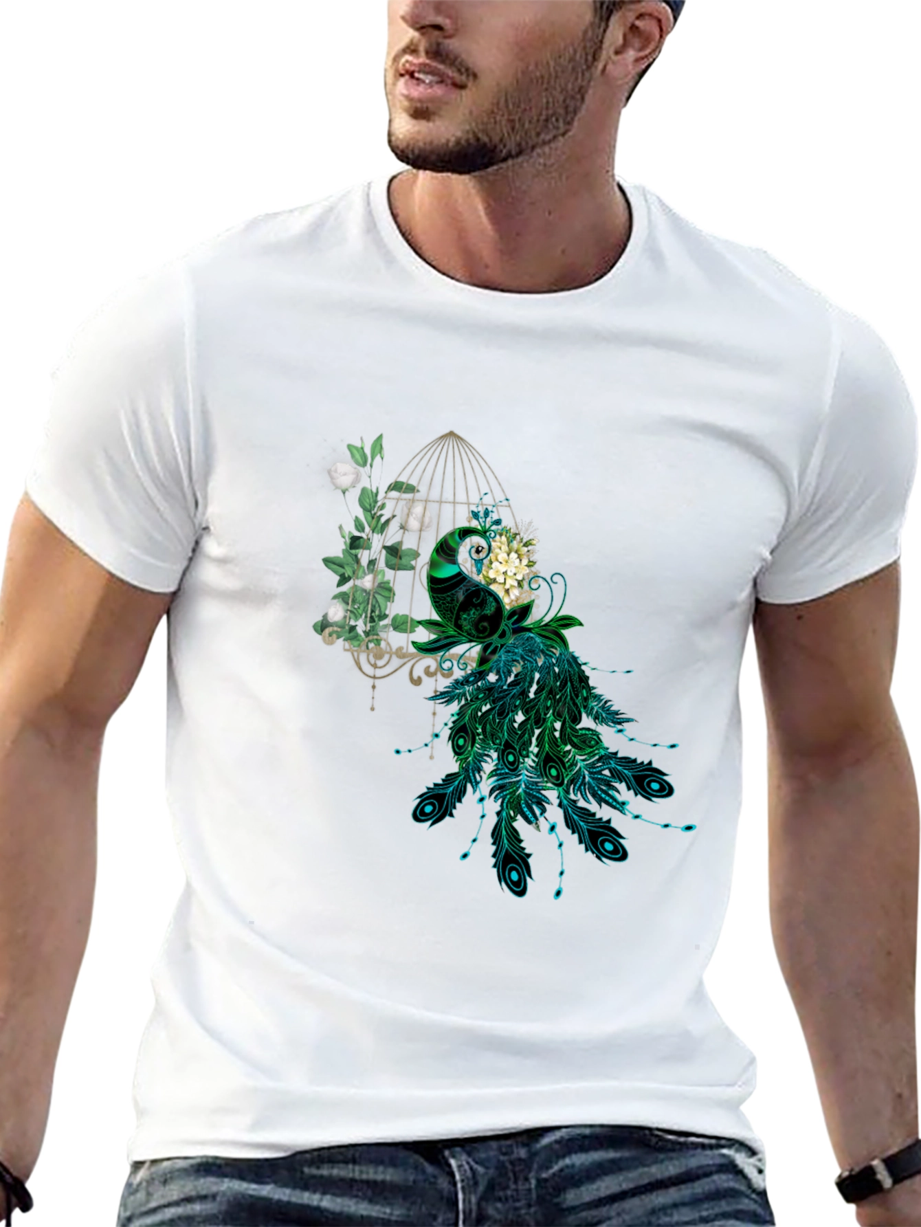 Peacock Cage Graphic T-Shirt