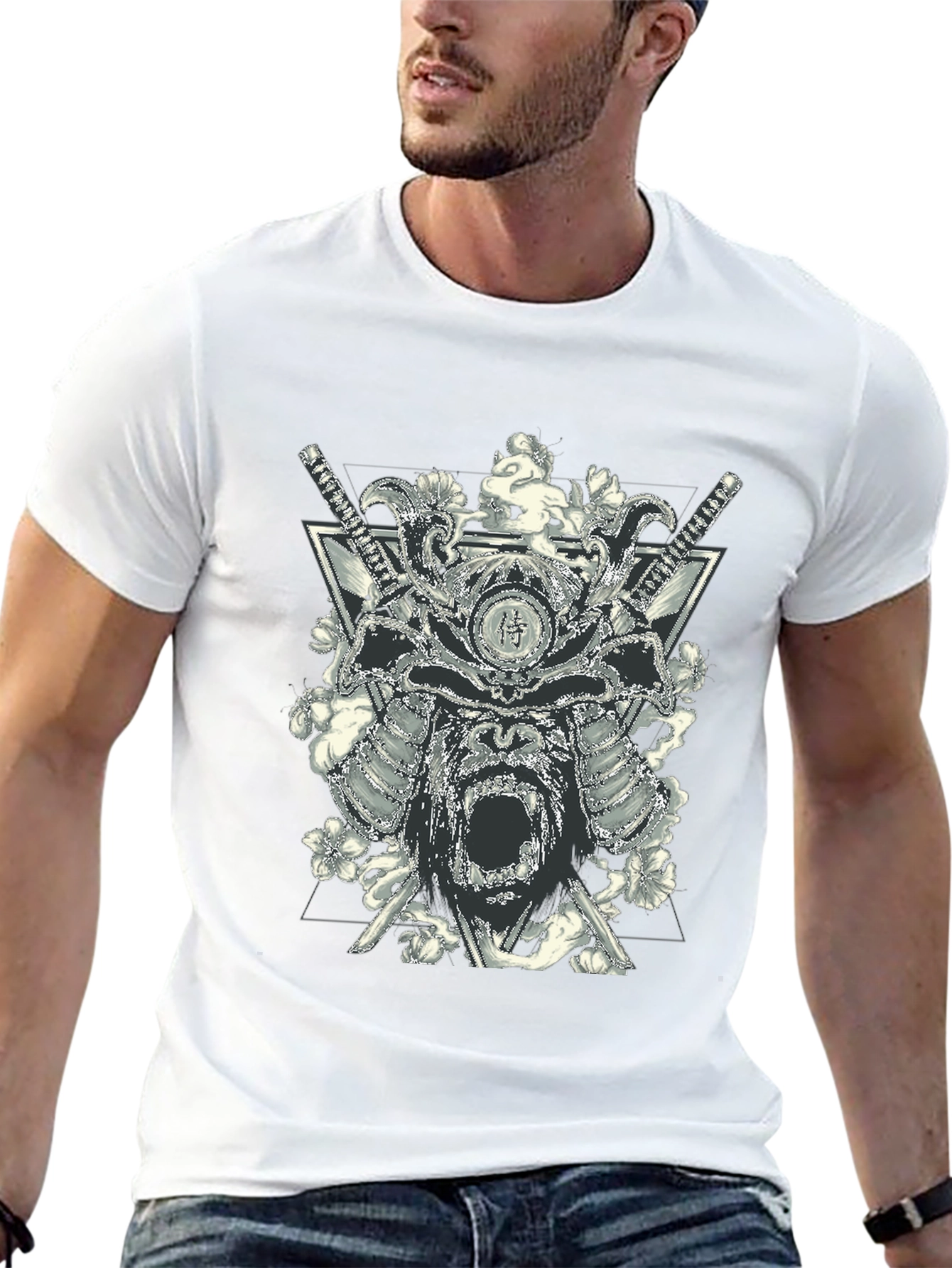 Samurai Gorilla Black Graphic T-Shirt