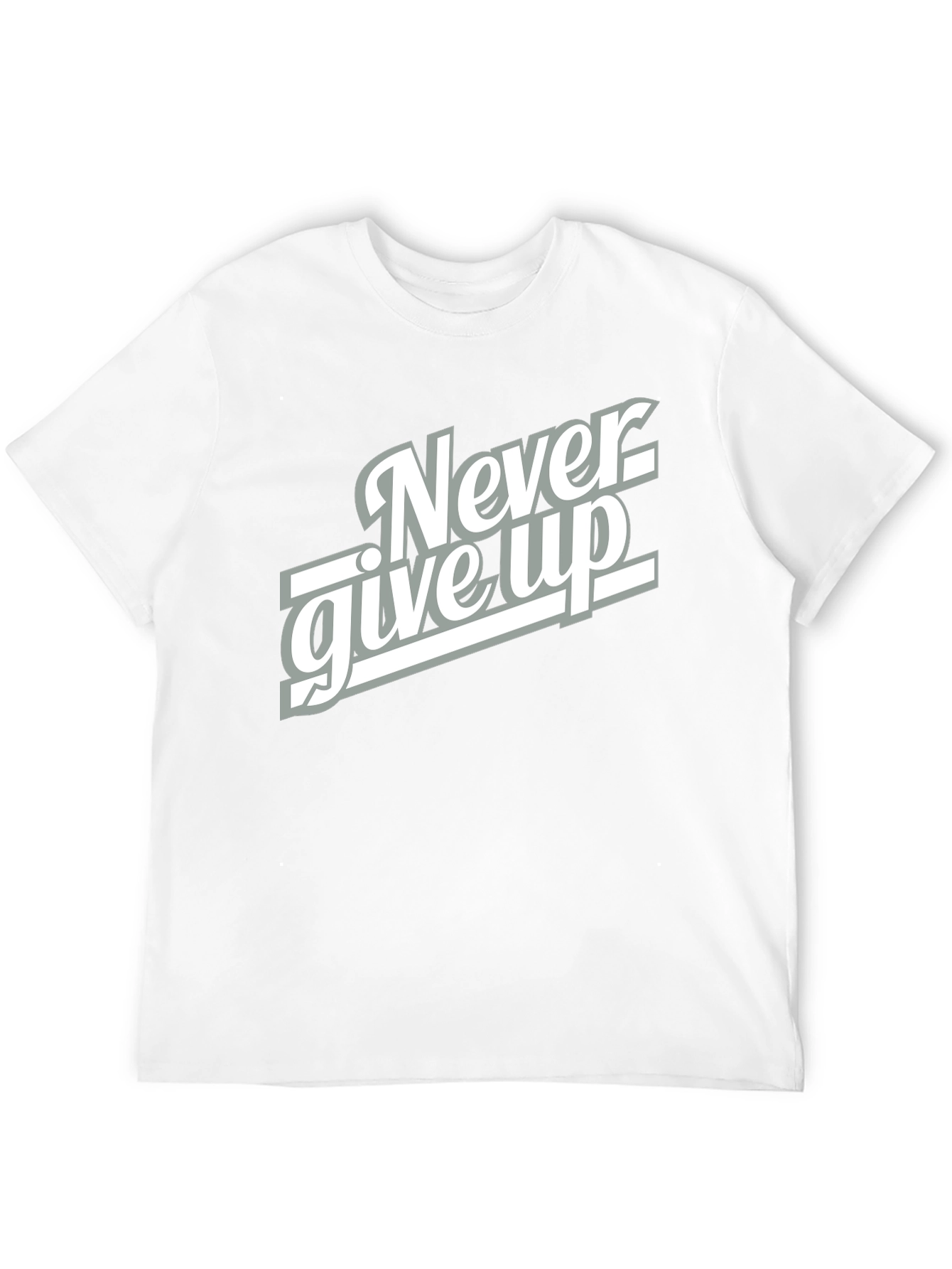 Never Give Up Black Graphic T-Shirt