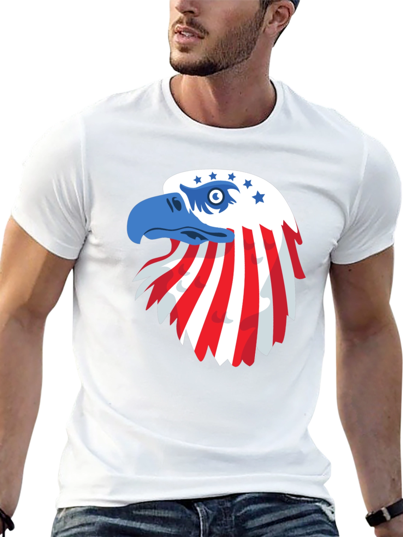 Patriotic Eagle Graphic Tee - USA Pride