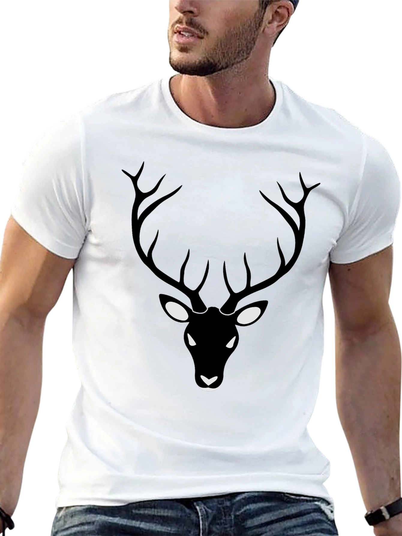 Mens Black Deer Graphic T-Shirt
