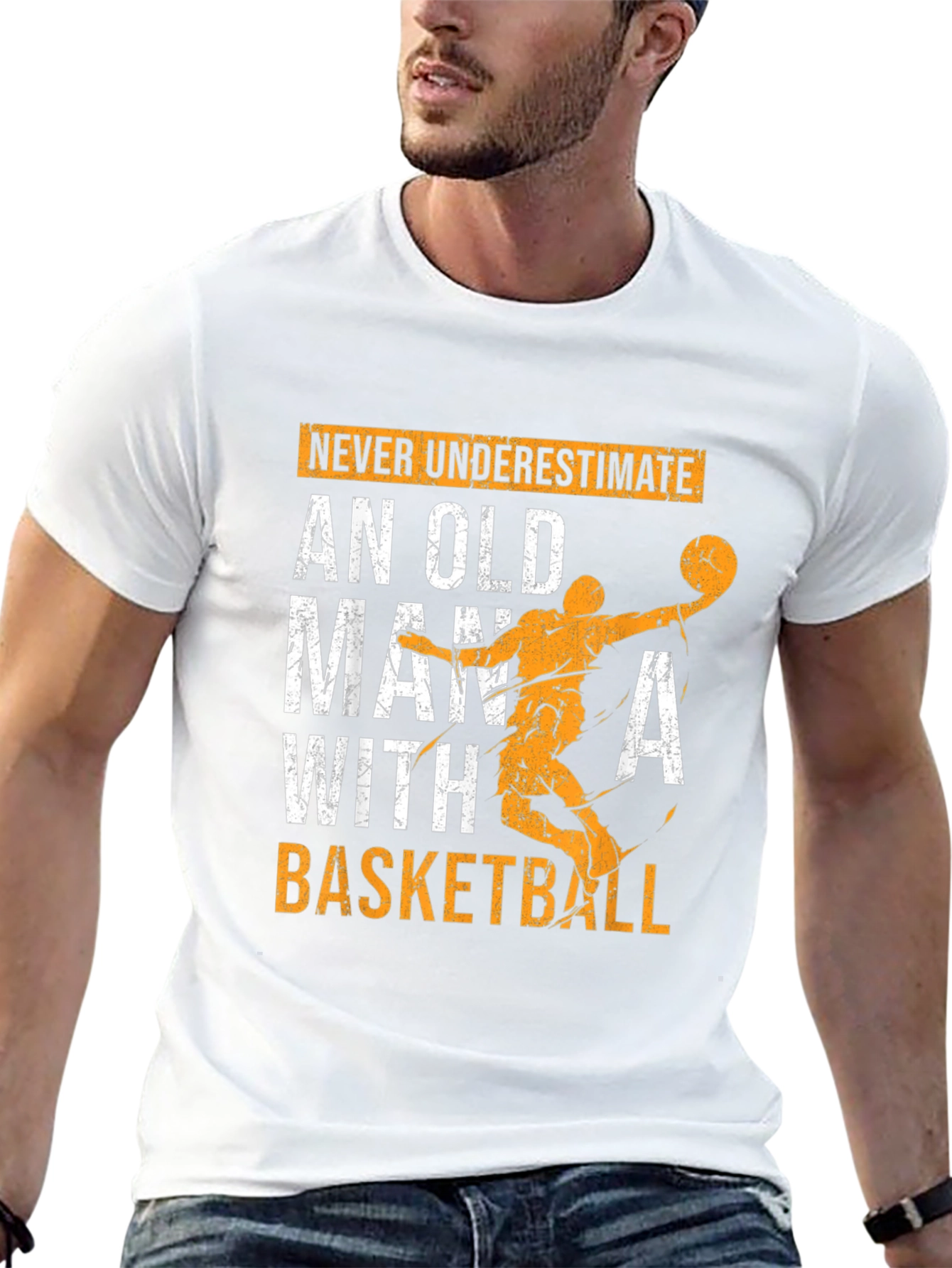 Old Man Basketball Graphic T-Shirt