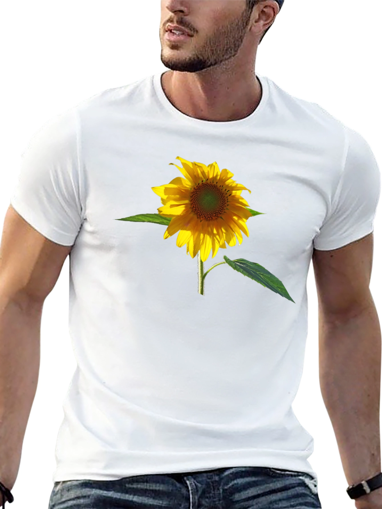 Sunflower Graphic Print Black T-Shirt