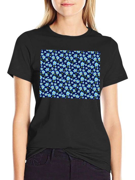 Floral Print Mens Black T-Shirt