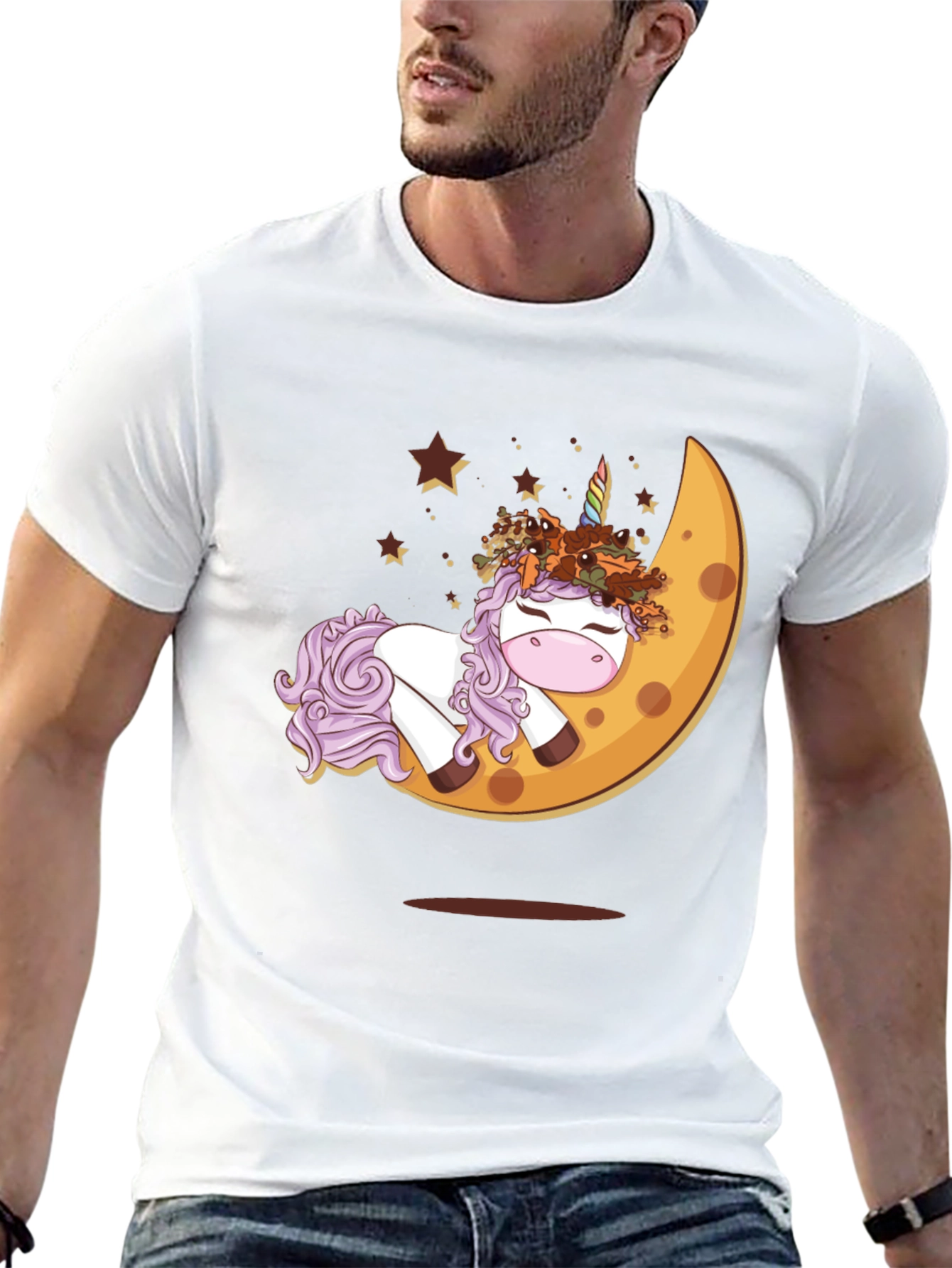 Unicorn Moon Graphic T-Shirt - Black