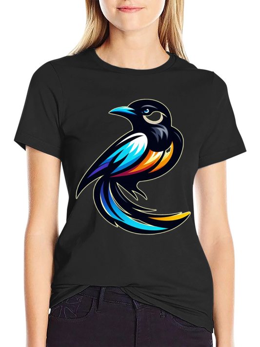 Stylish Black T-Shirt with Bird Graphic