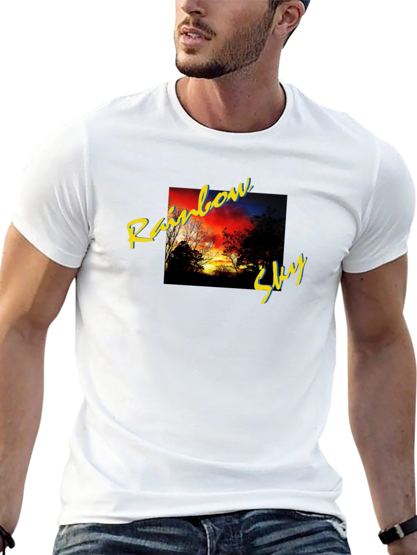 Rainbow Sky Graphic T-Shirt - Black