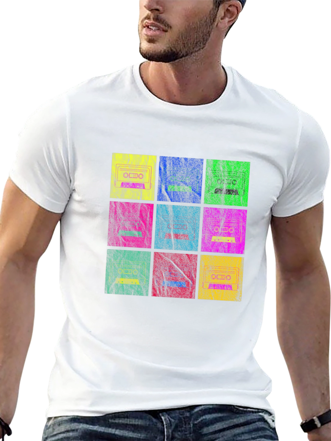 Retro Cassette Tape Grid T-Shirt